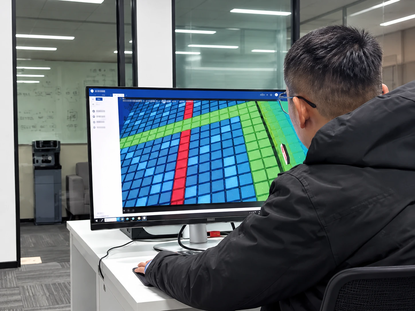 Control-system testing — restored catalogue photograph — AI-expanded background
