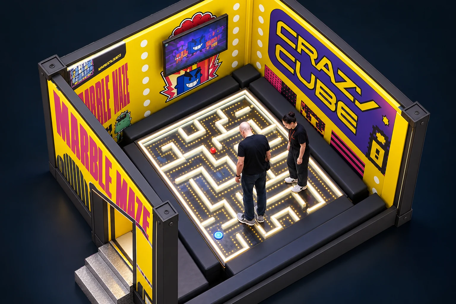 Crazy Labyrinth gameplay illustration based on the supplied room concept